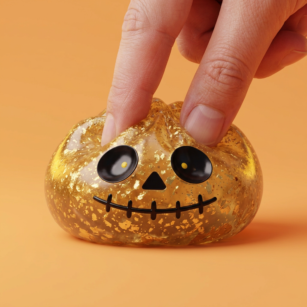 Dumpling Squishy Zombie Halloween Glitter Doré — effet slow-rise, la mousse regonfle