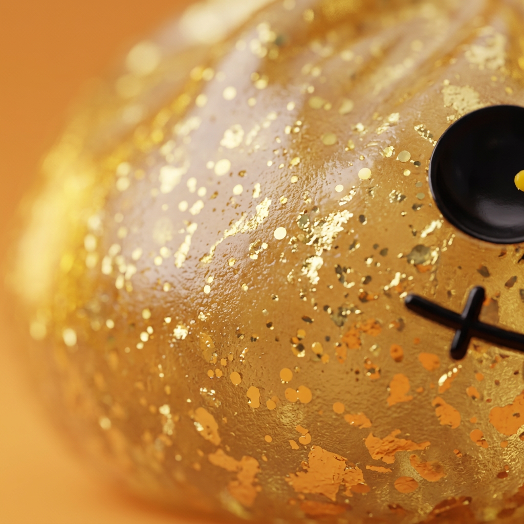 Dumpling Squishy Zombie Halloween Glitter Doré — gros plan macro sur la texture