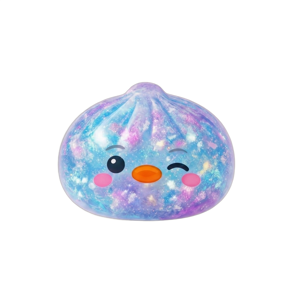 Dumpling Squishy Pingouin Bleu Galaxy — squishy anti-stress slow-rise kawaii