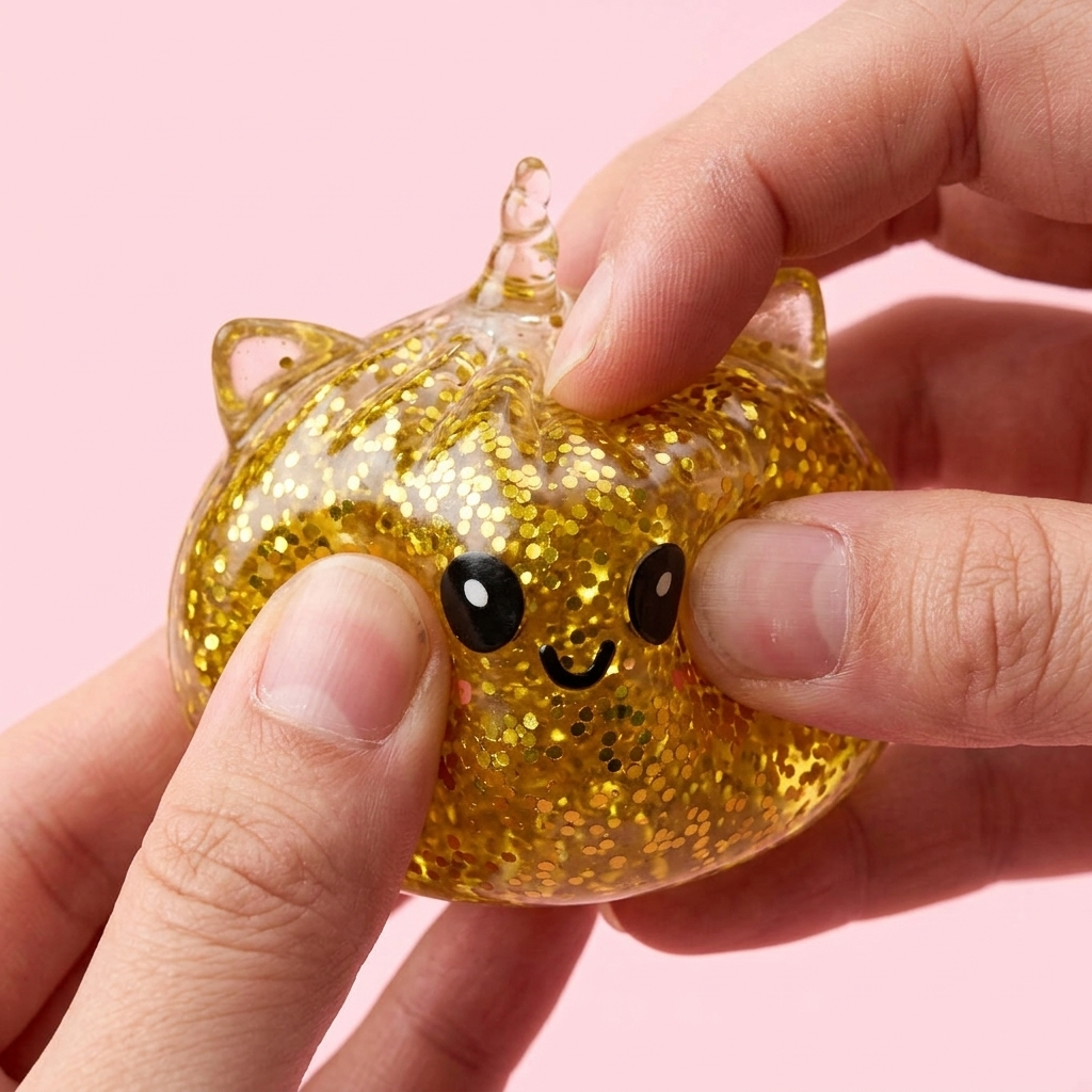 Squishy Dumpling Licorne Dorée Glitter — effet slow-rise, la mousse regonfle