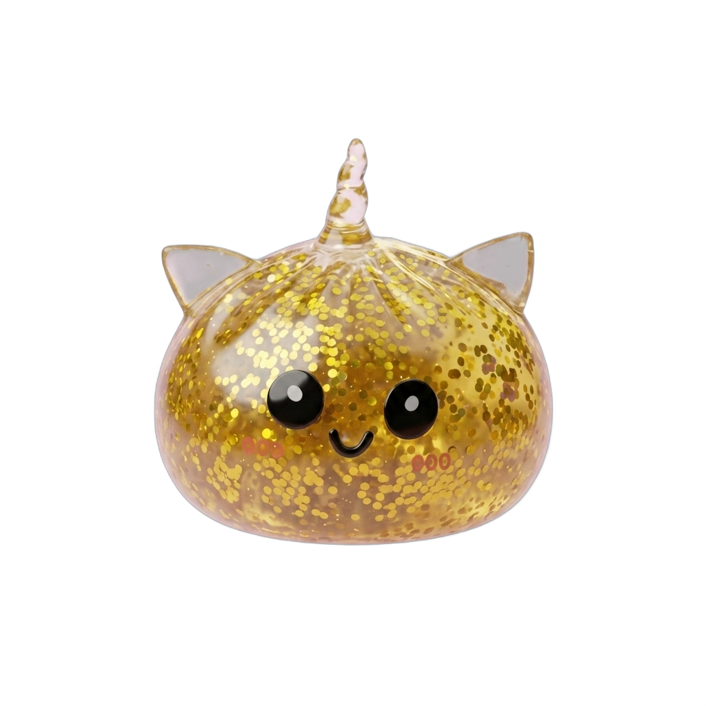 Squishy Dumpling Licorne Dorée Glitter — squishy anti-stress slow-rise kawaii