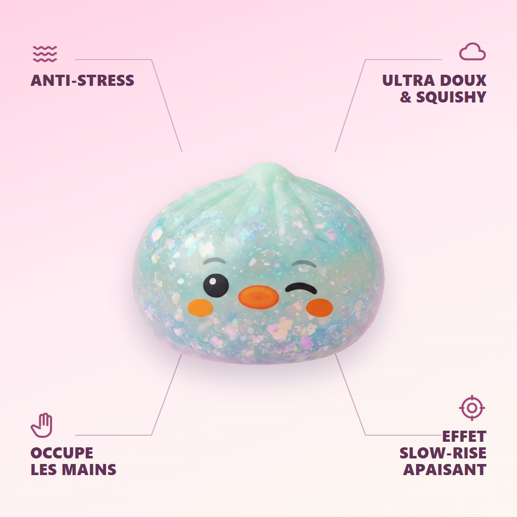 Squishy Dumpling Pingouin Vert Menthe Givré — anti-stress, ultra doux, effet slow-rise