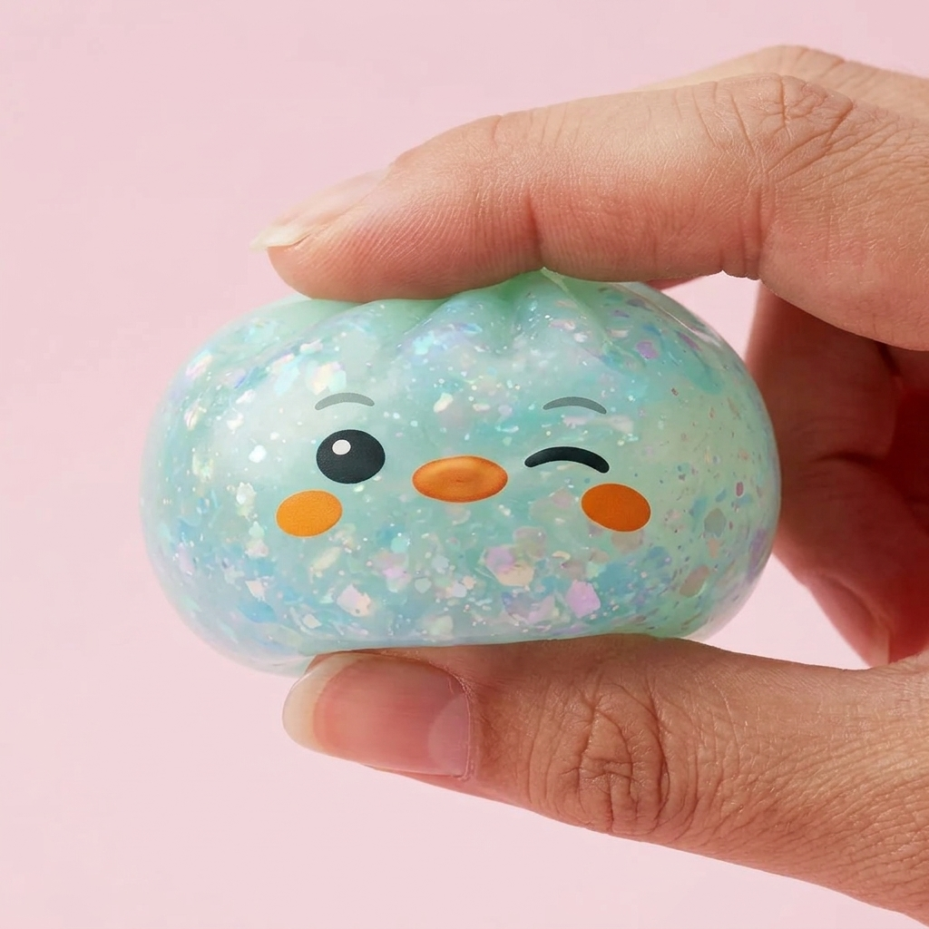 Squishy Dumpling Pingouin Vert Menthe Givré — effet slow-rise, la mousse regonfle