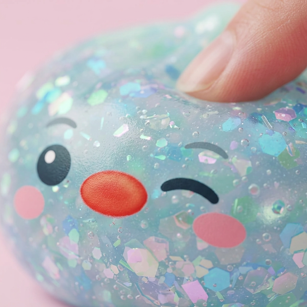 Squishy Dumpling Pingouin Vert Menthe Givré — gros plan macro sur la texture