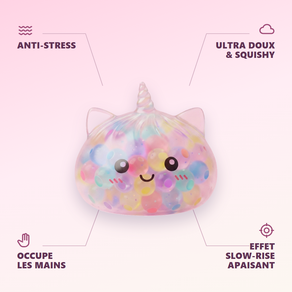 Squishy Dumpling Licorne Pastel Multicolore Bubble — anti-stress, ultra doux, effet slow-rise