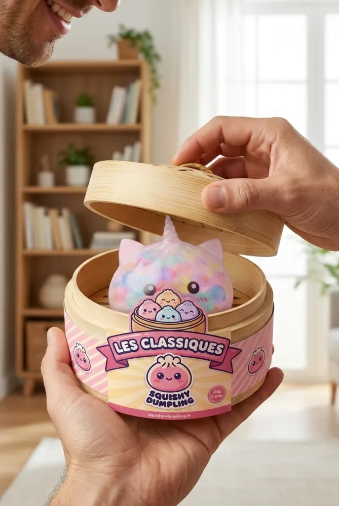 Déballage du Squishy Dumpling Licorne Pastel Multicolore Bubble — la boîte panier vapeur s'ouvre