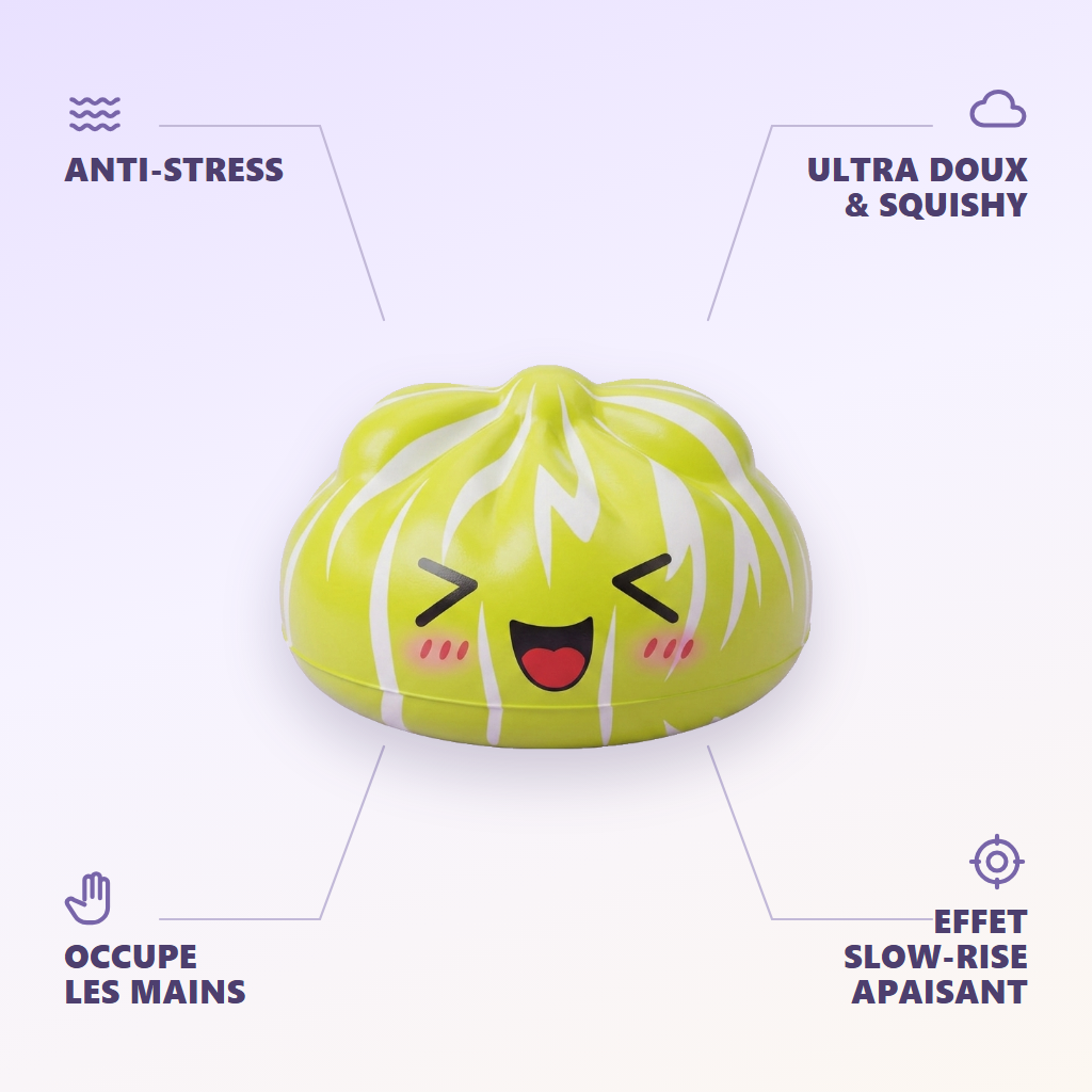 Squishy Dumpling Mystery Happy Faces — anti-stress, ultra doux, effet slow-rise