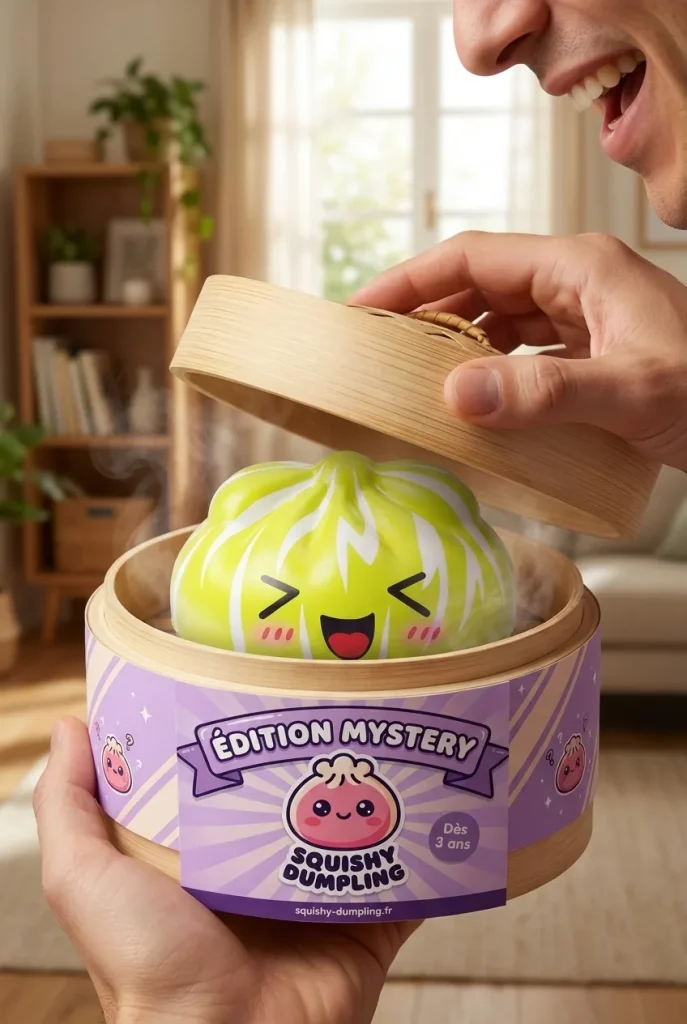 Déballage du Squishy Dumpling Mystery Happy Faces — la boîte panier vapeur s'ouvre