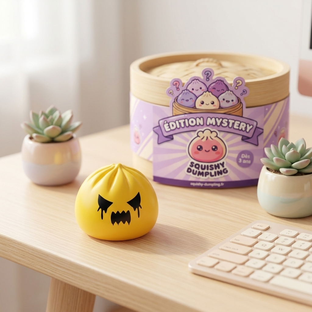 Squishy Dumpling Fantôme Mystery en ambiance sur un bureau