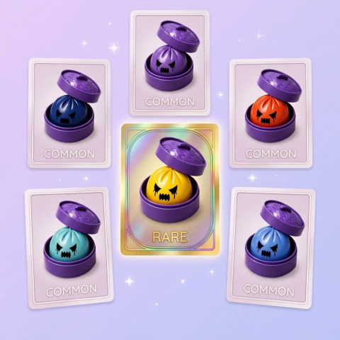 Squishy Dumpling Fantôme Mystery — carte des raretés (commun, rare, ultra rare)