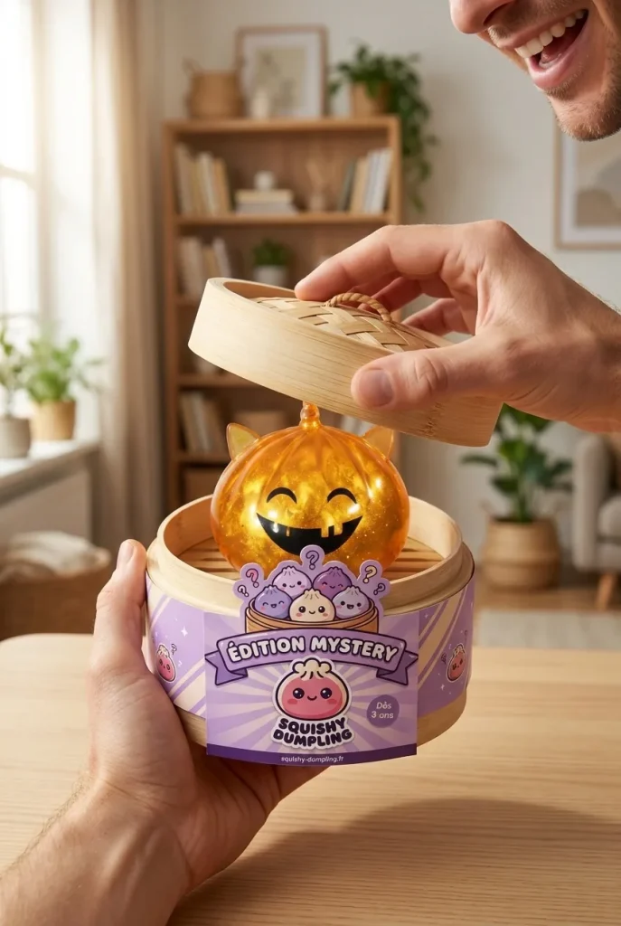 Déballage du Dumpling Squishy Licorne Cornue Mystère Halloween — la boîte panier vapeur s'ouvre