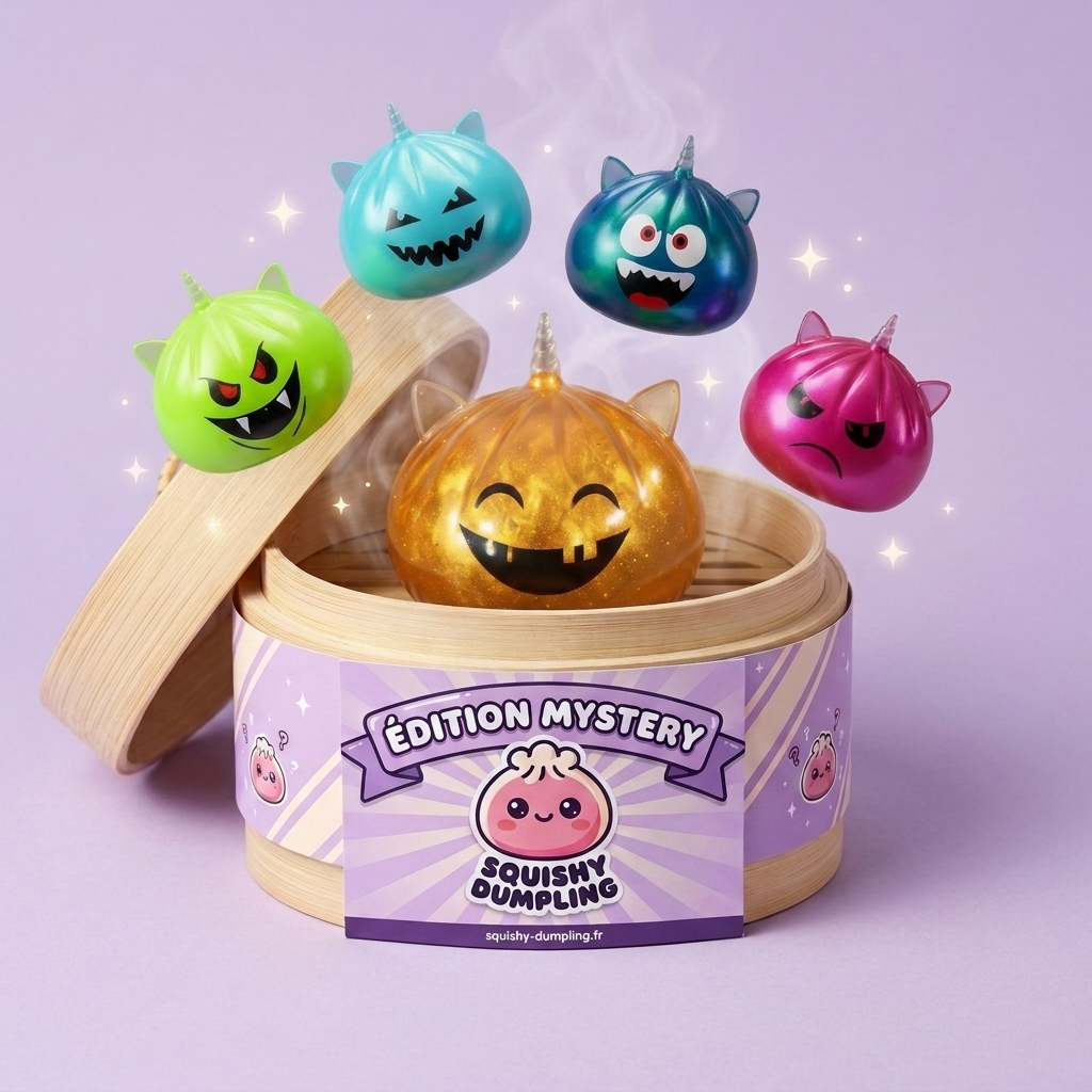 Dumpling Squishy Licorne Cornue Mystère Halloween — squishy anti-stress slow-rise kawaii