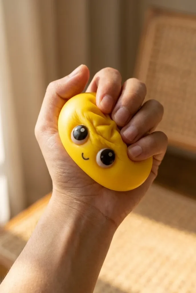 Dumpling Squishy Mystery Pop Grands Yeux pressé dans la main — effet squishy slow-rise