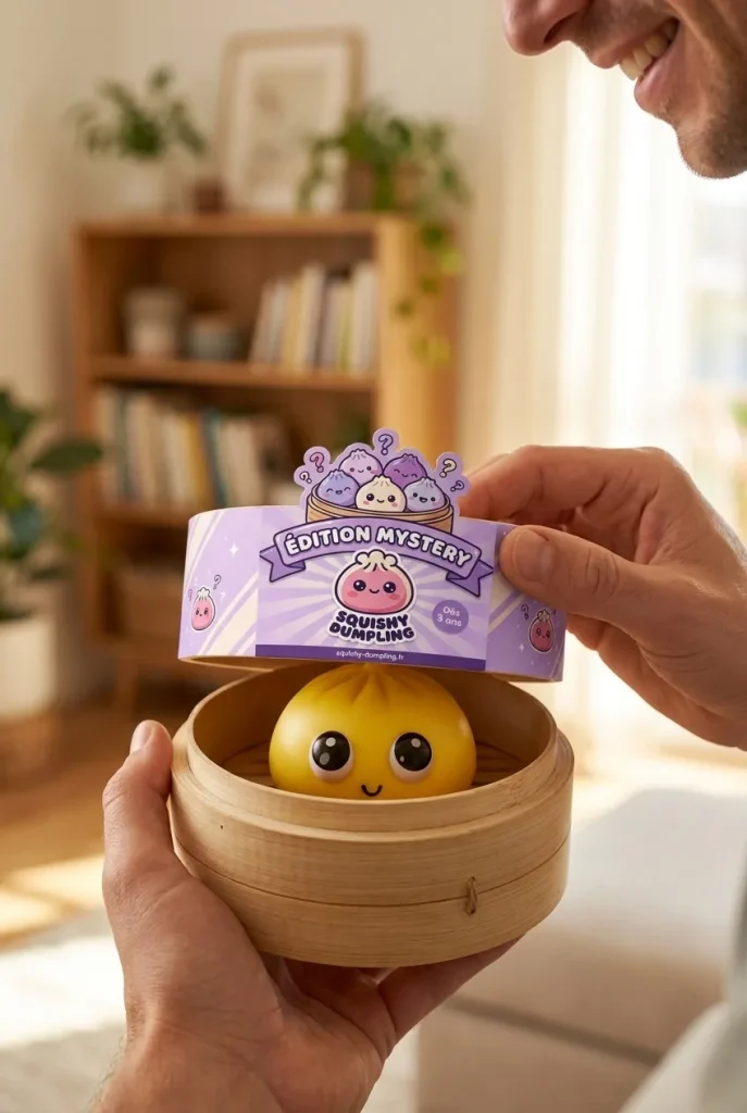 Déballage du Dumpling Squishy Mystery Pop Grands Yeux — la boîte panier vapeur s'ouvre