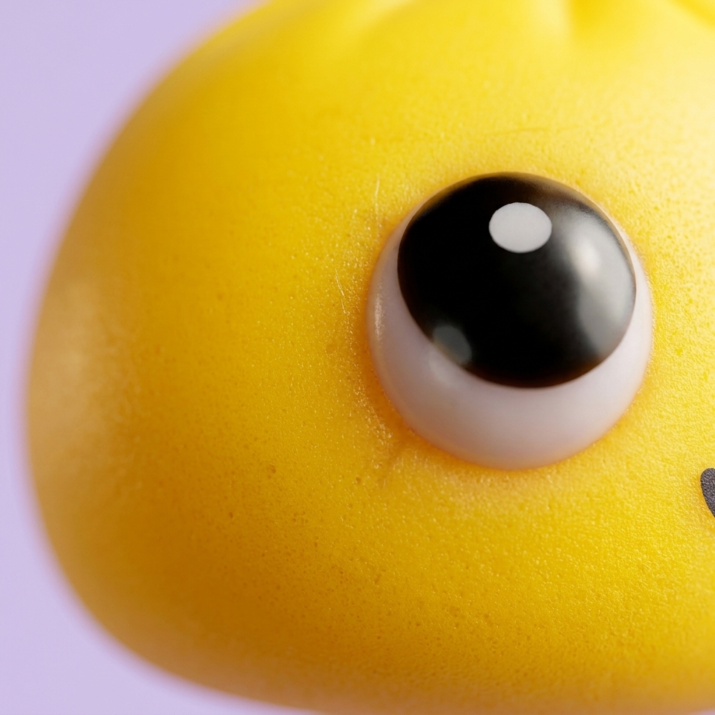 Dumpling Squishy Mystery Pop Grands Yeux — gros plan macro sur la texture