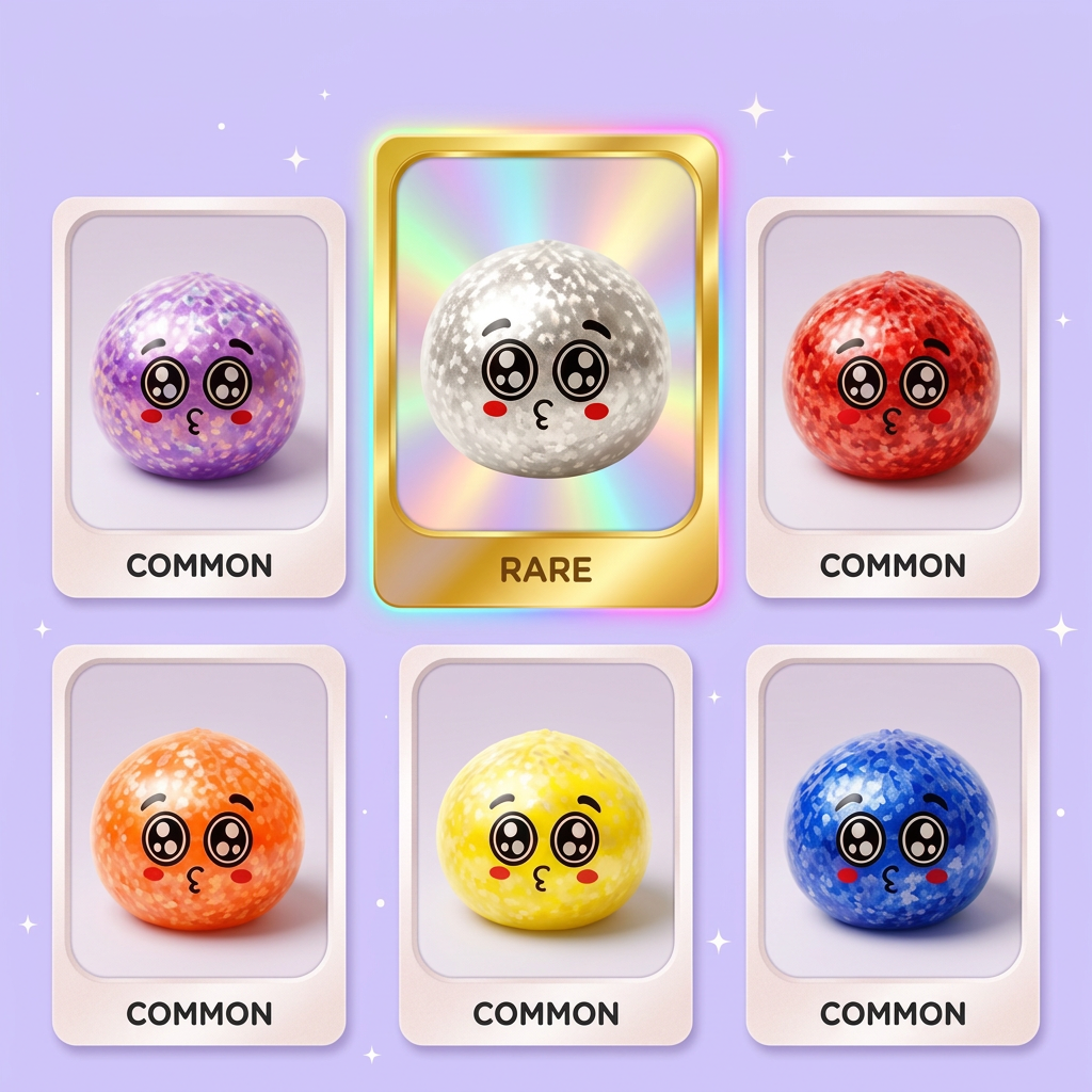Squishy Dumpling Puppy Eyed Mystery — carte des raretés (commun, rare, ultra rare)