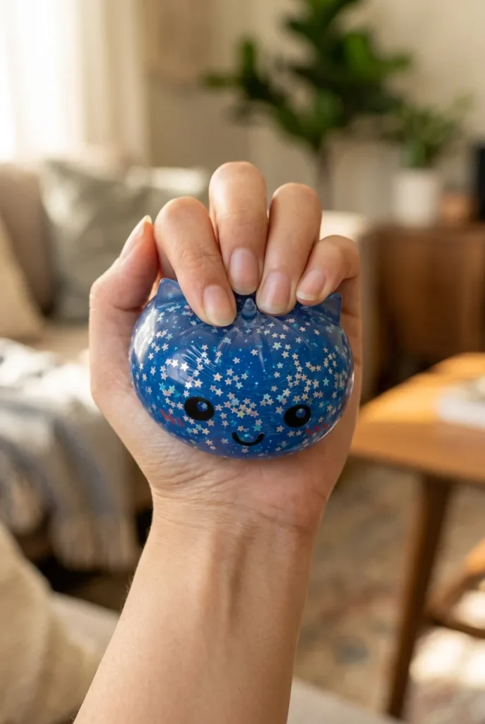 Squishy Dumpling Licorne Mystery Glitter pressé dans la main — effet squishy slow-rise