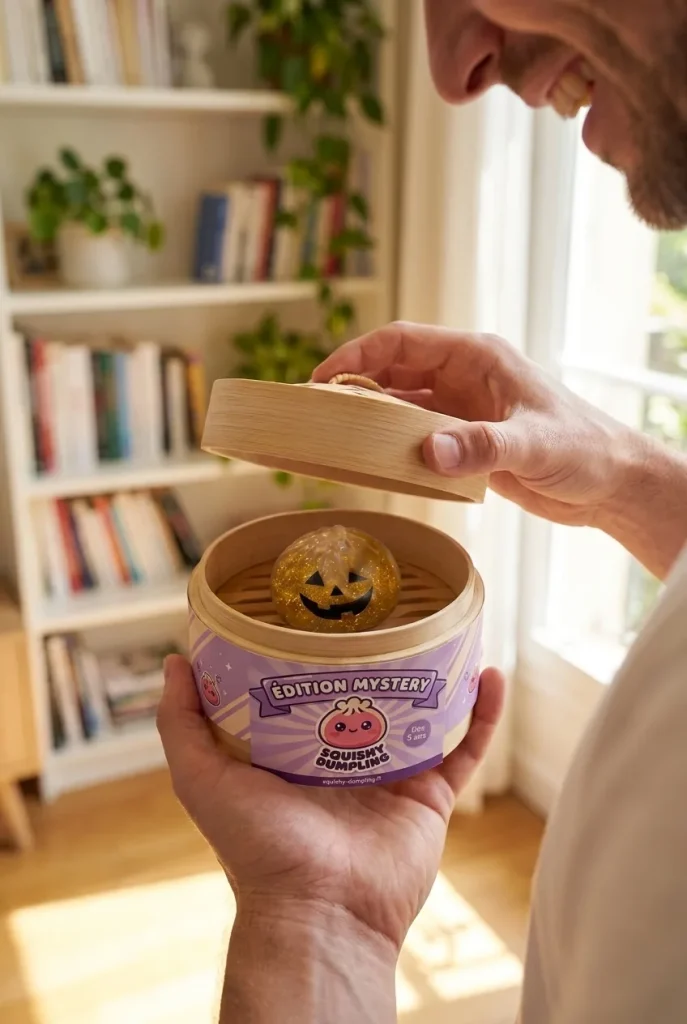 Déballage du Dumpling Squishy Vampire Mystery Crimson — la boîte panier vapeur s'ouvre