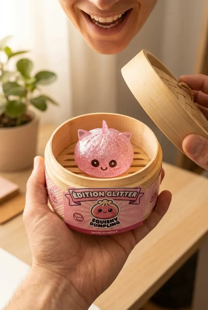 Déballage du Squishy Dumpling Licorne Rose Glitter — la boîte panier vapeur s'ouvre