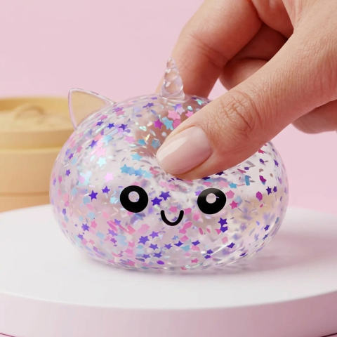 Dumpling Squishy Licorne Blanche Sparkle — effet slow-rise, la mousse regonfle