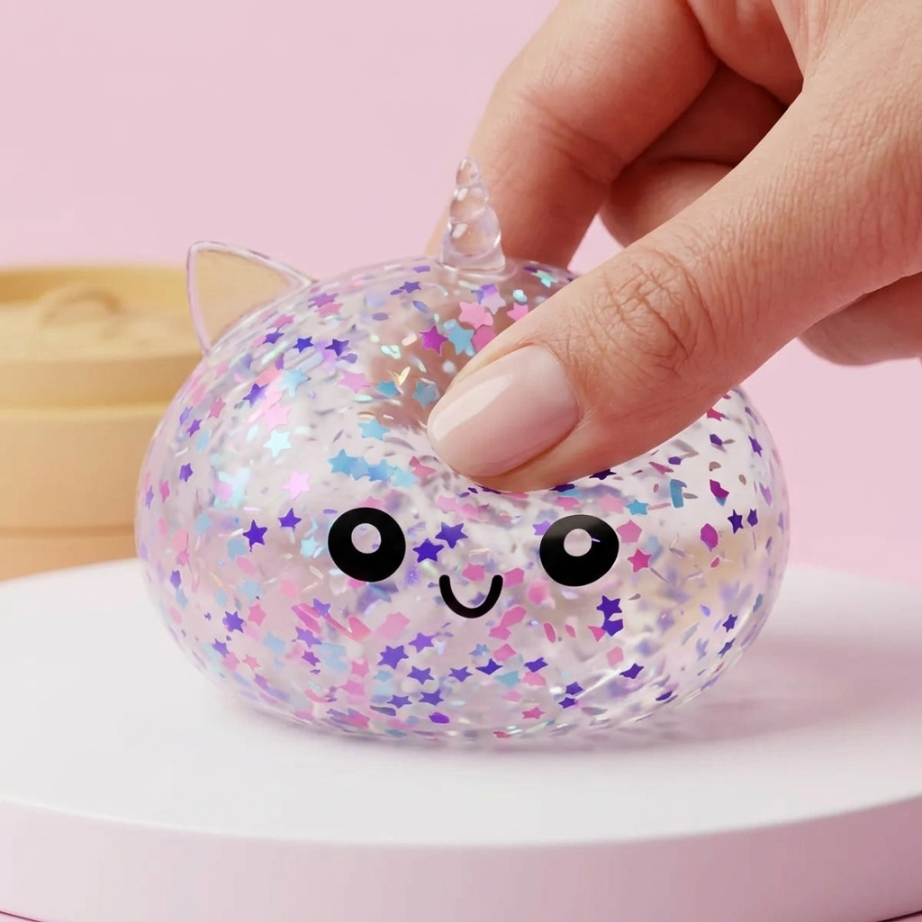 Dumpling Squishy Licorne Blanche Sparkle — effet slow-rise, la mousse regonfle