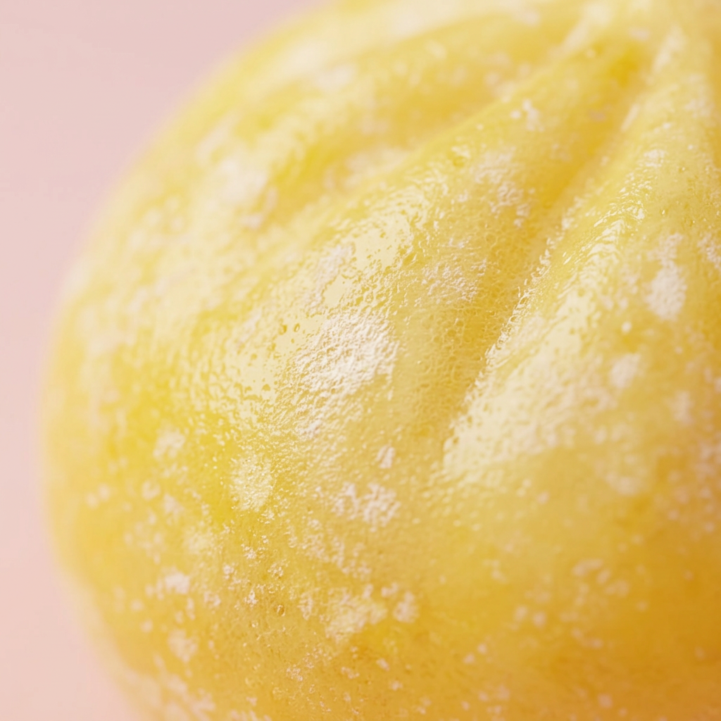 Squishy Dumpling Pingouin Jaune Beurre — gros plan macro sur la texture