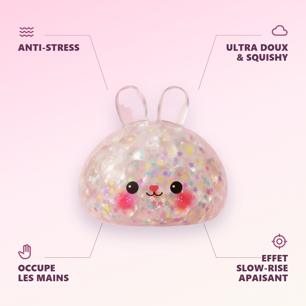 Squishy Dumpling Lapin Bulle — anti-stress, ultra doux, effet slow-rise