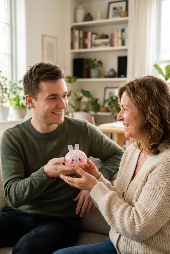 Squishy Dumpling Lapin Bulle offert en cadeau entre deux personnes