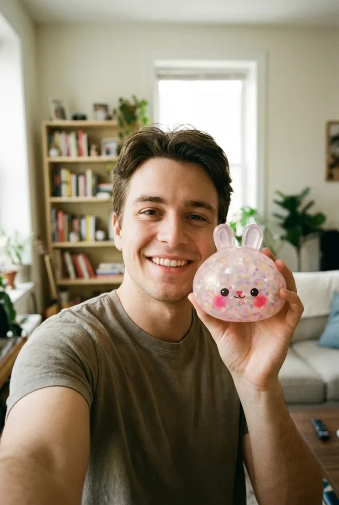 Squishy Dumpling Lapin Bulle tenu près du visage — photo client