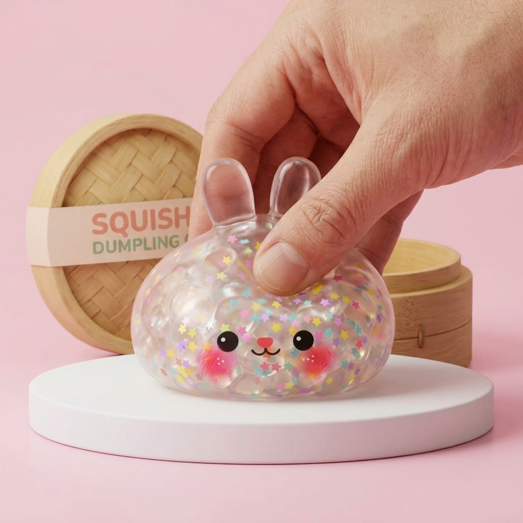 Squishy Dumpling Lapin Bulle — effet slow-rise, la mousse regonfle