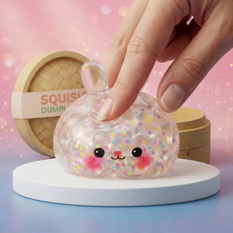 Squishy Dumpling Lapin Bulle pressé dans la main, matière squishy
