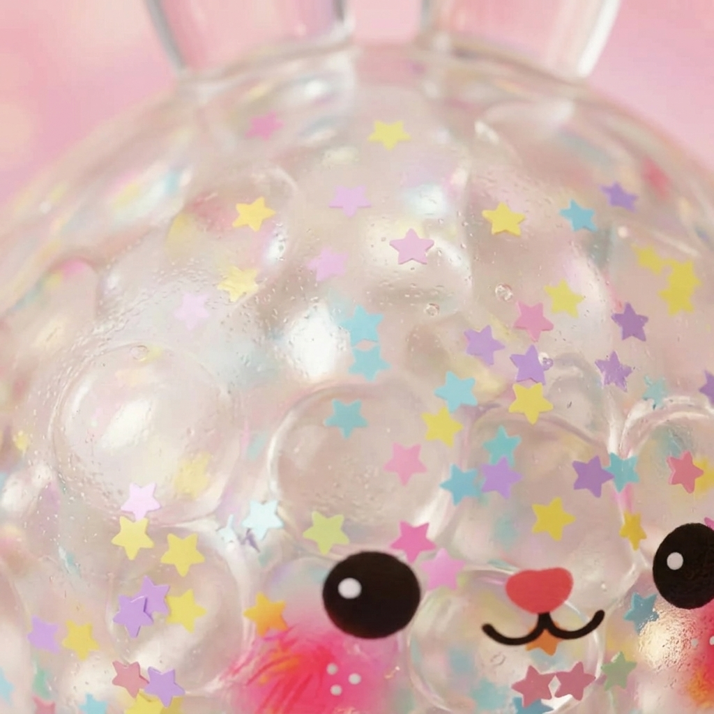 Squishy Dumpling Lapin Bulle — gros plan macro sur la texture