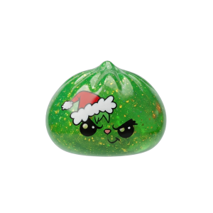 Squishy Dumpling Grincheux de Noël Glitter Vert — squishy anti-stress slow-rise kawaii