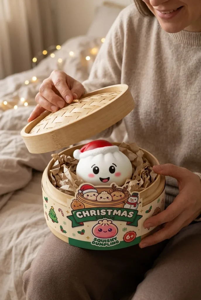 Déballage du Squishy Dumpling Bonnet de Noël Set de 4 — la boîte panier vapeur s'ouvre