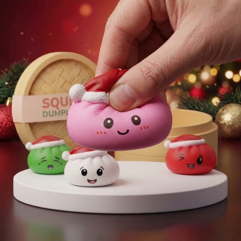 Squishy Dumpling Bonnet de Noël Set de 4 — effet slow-rise, la mousse regonfle