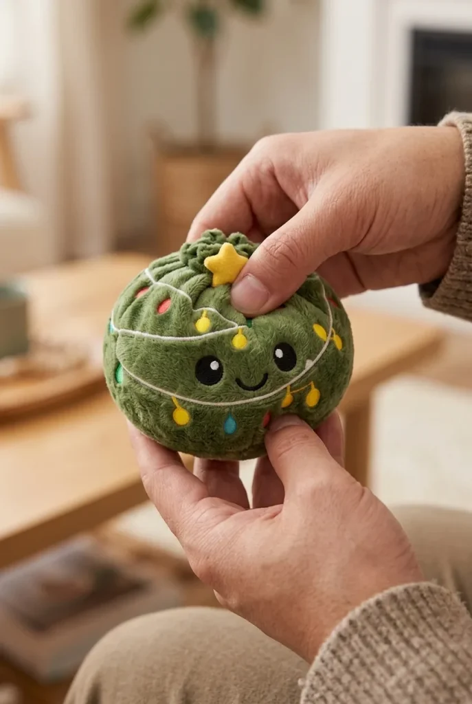 Squishy Dumpling Sapin de Noël Scintillant pressé dans la main — effet squishy slow-rise