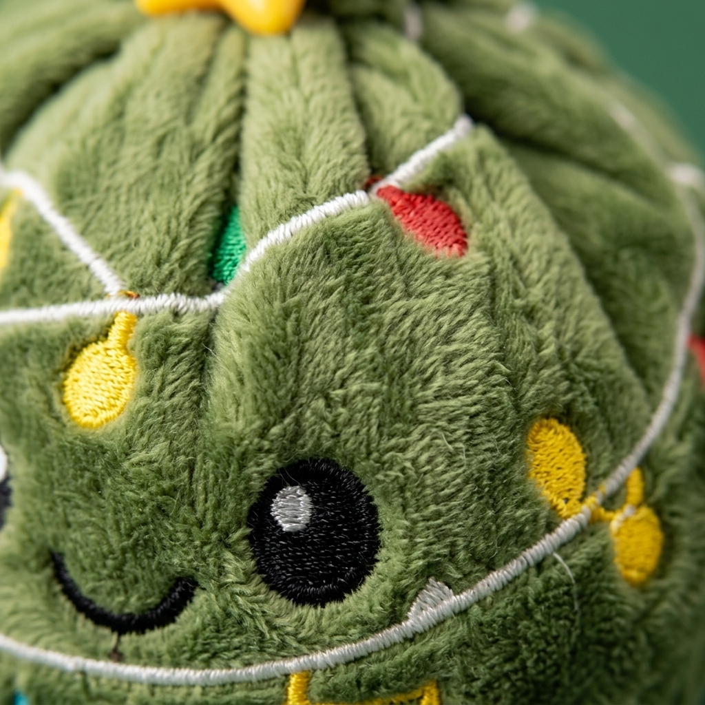 Squishy Dumpling Sapin de Noël Scintillant — gros plan macro sur la texture