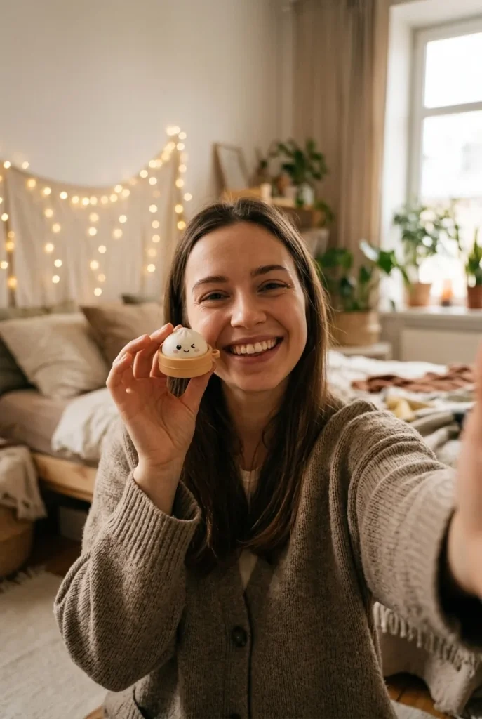 Squishy Dumpling Calendrier de l&rsquo;Avent Traîneau du Père Noël 24 Pièces tenu près du visage — photo client
