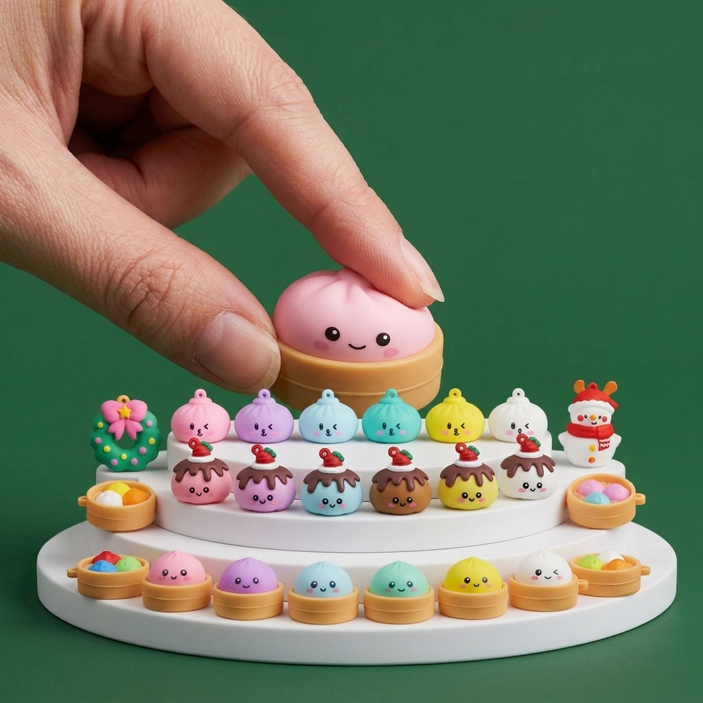 Squishy Dumpling Calendrier de l&rsquo;Avent Traîneau du Père Noël 24 Pièces pressé dans la main, matière squishy