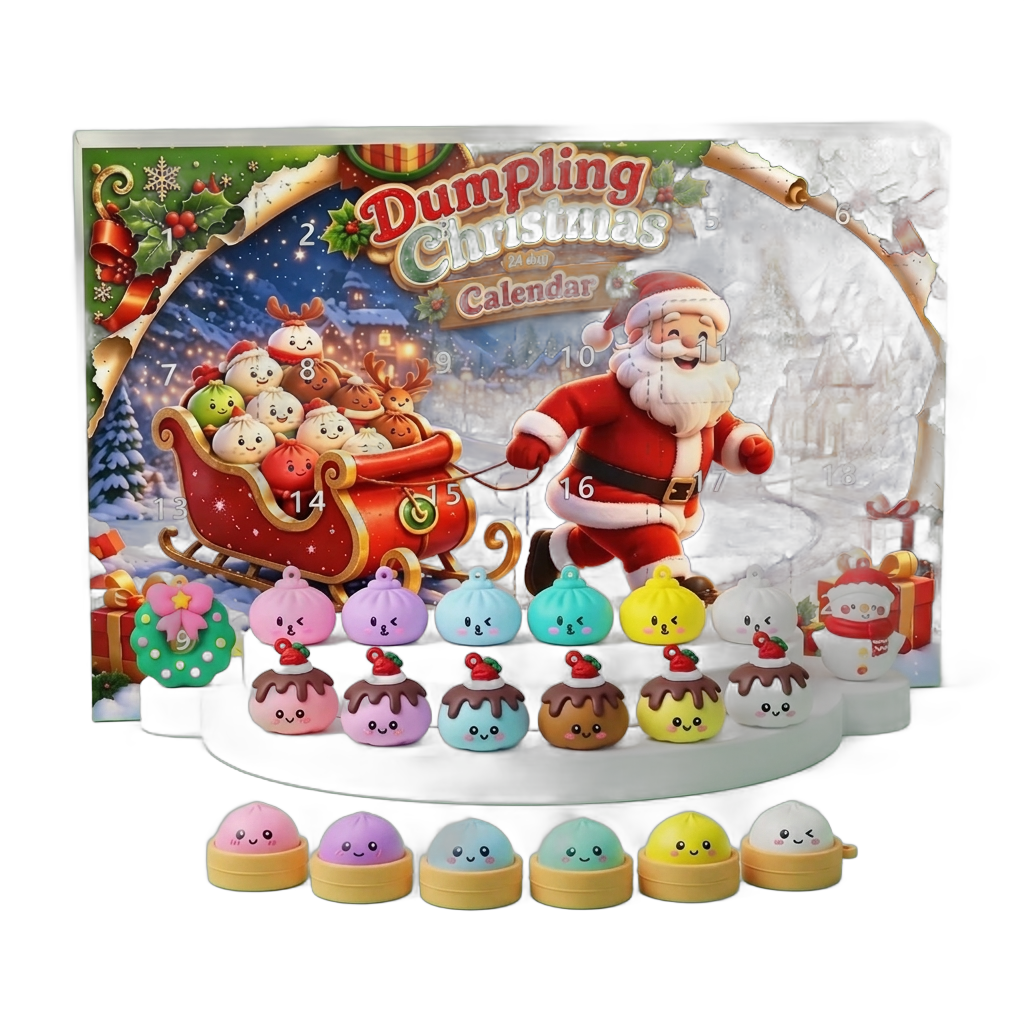 Squishy Dumpling Calendrier de l&rsquo;Avent Traîneau du Père Noël 24 Pièces — squishy anti-stress slow-rise kawaii