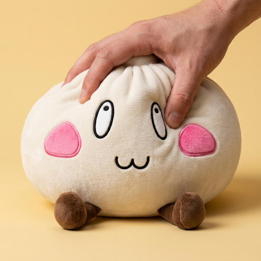 Squishy Dumpling Géant Visage Joyeux — effet slow-rise, la mousse regonfle