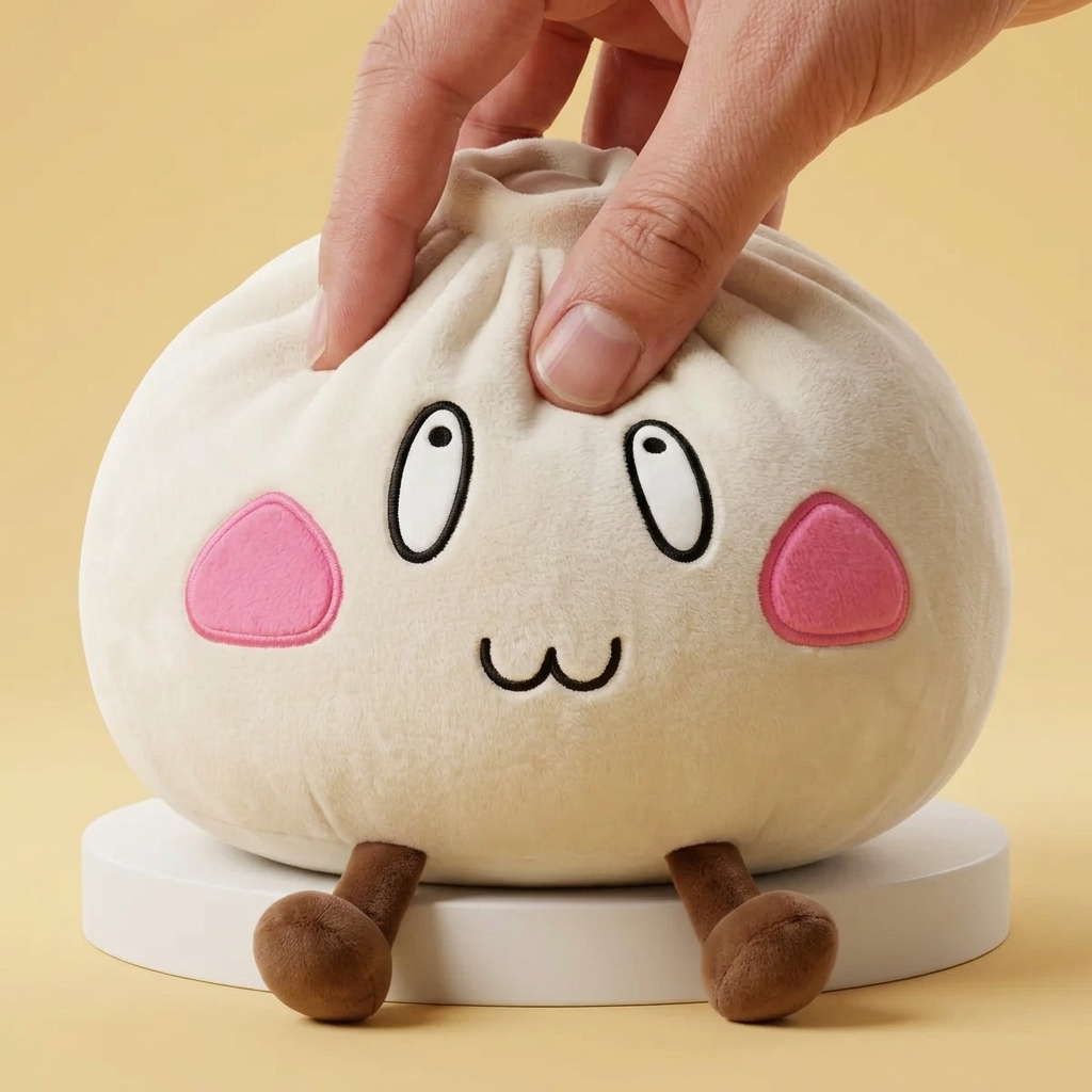 Squishy Dumpling Géant Visage Joyeux pressé dans la main, matière squishy