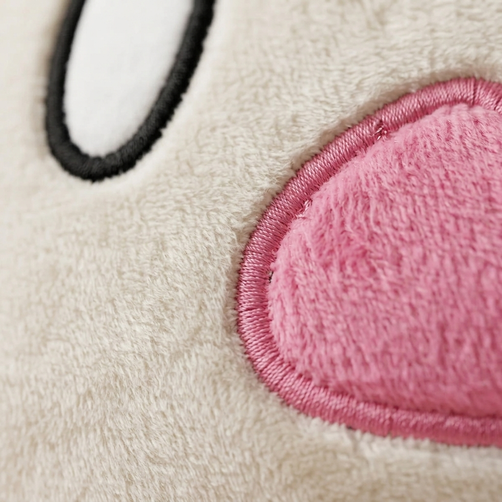 Squishy Dumpling Géant Visage Joyeux — gros plan macro sur la texture