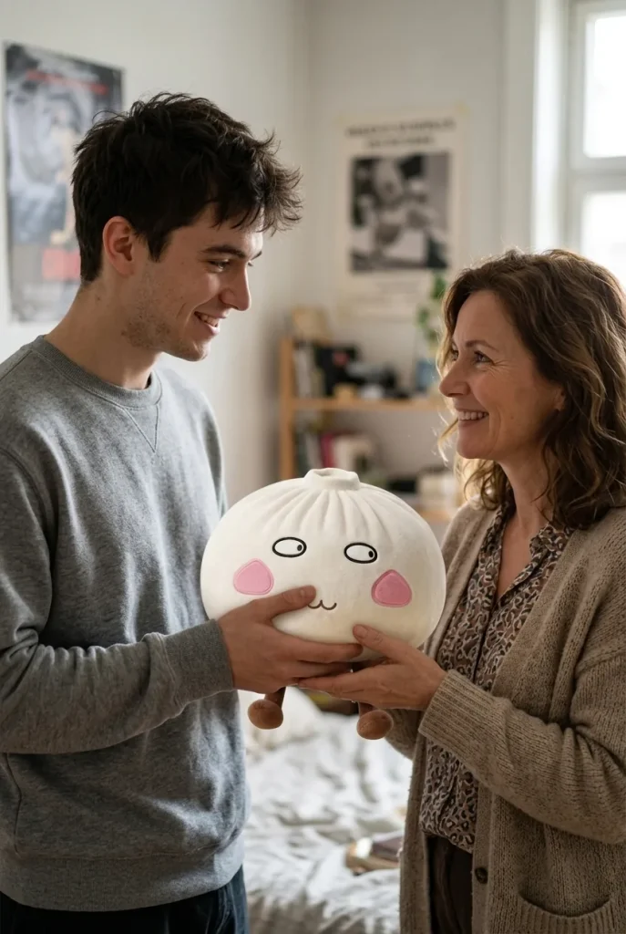 Squishy Dumpling Géant Fier et Malicieux offert en cadeau entre deux personnes