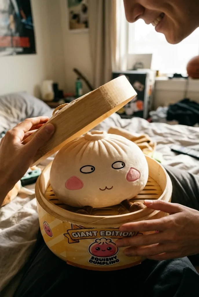 Déballage du Squishy Dumpling Géant Fier et Malicieux — la boîte panier vapeur s'ouvre