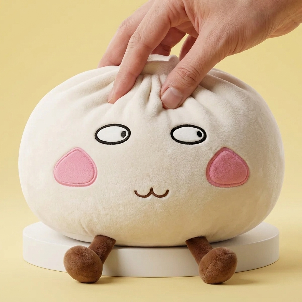 Squishy Dumpling Géant Fier et Malicieux pressé dans la main, matière squishy