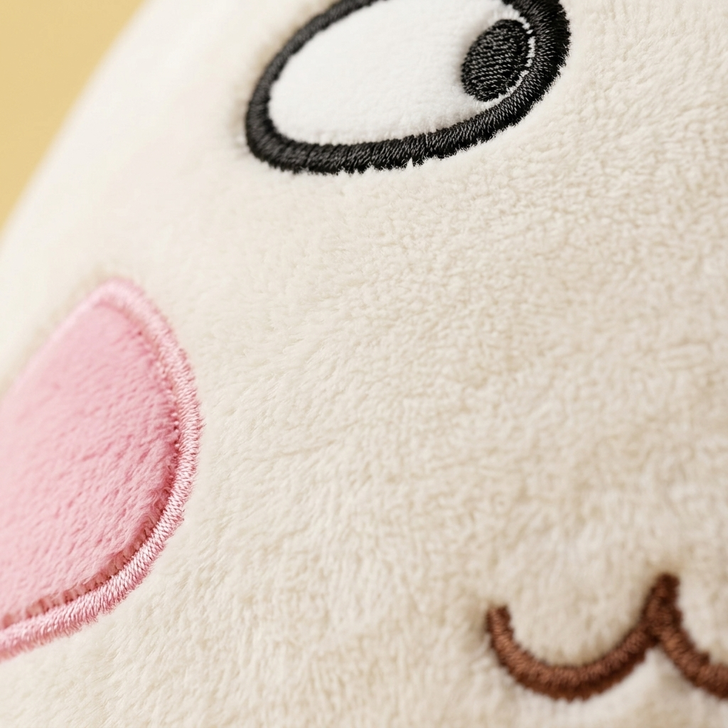 Squishy Dumpling Géant Fier et Malicieux — gros plan macro sur la texture