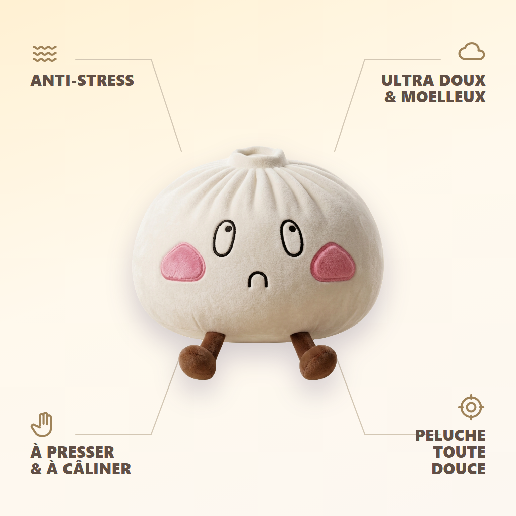 Squishy Dumpling Géant Visage Triste — anti-stress, ultra doux, effet slow-rise