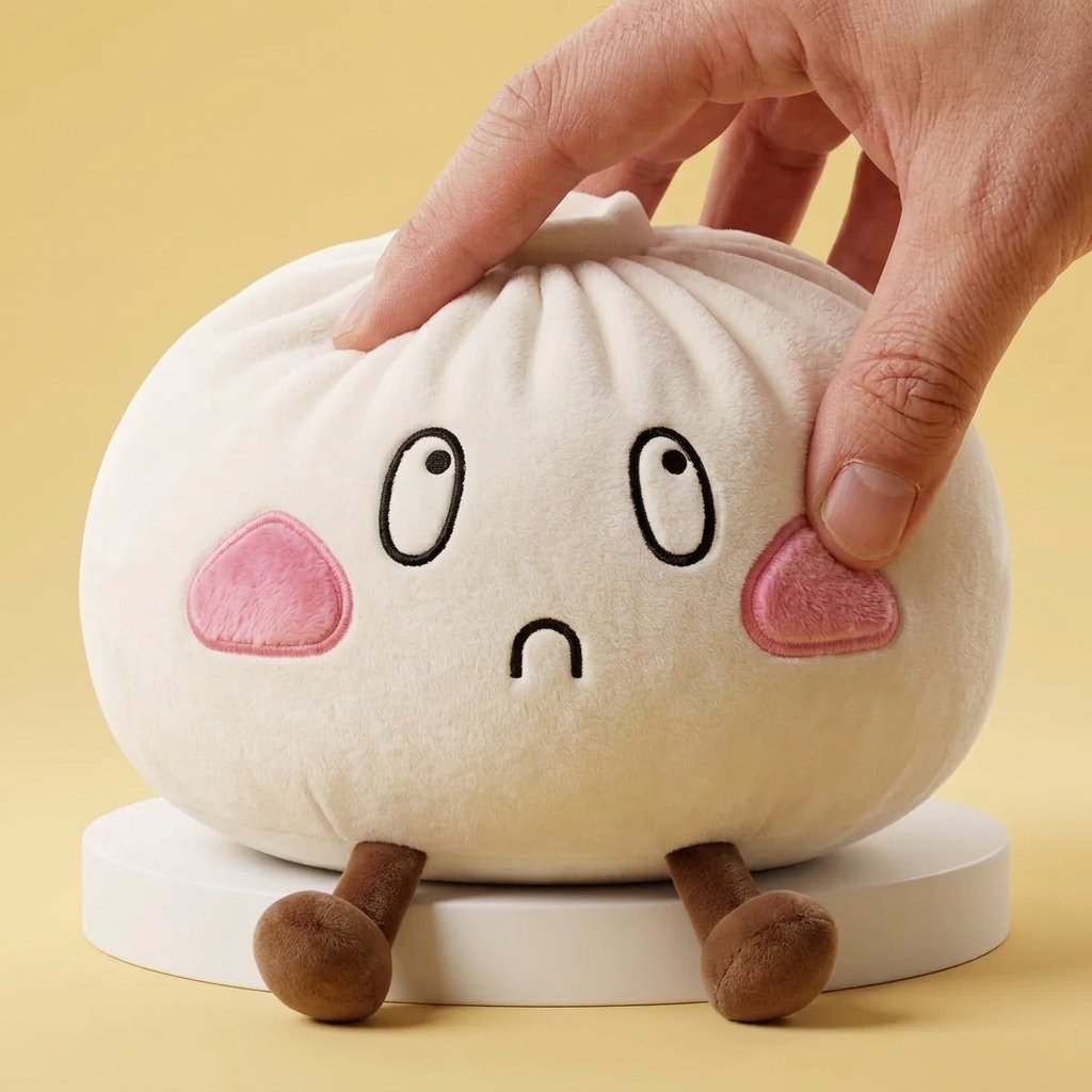 Squishy Dumpling Géant Visage Triste pressé dans la main, matière squishy