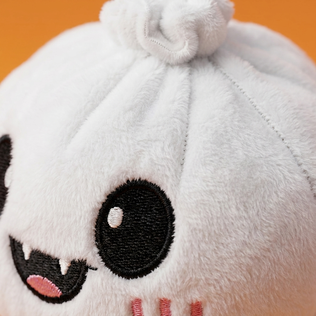 Squishy Dumpling Fantôme Halloween au Clair de Lune — gros plan macro sur la texture